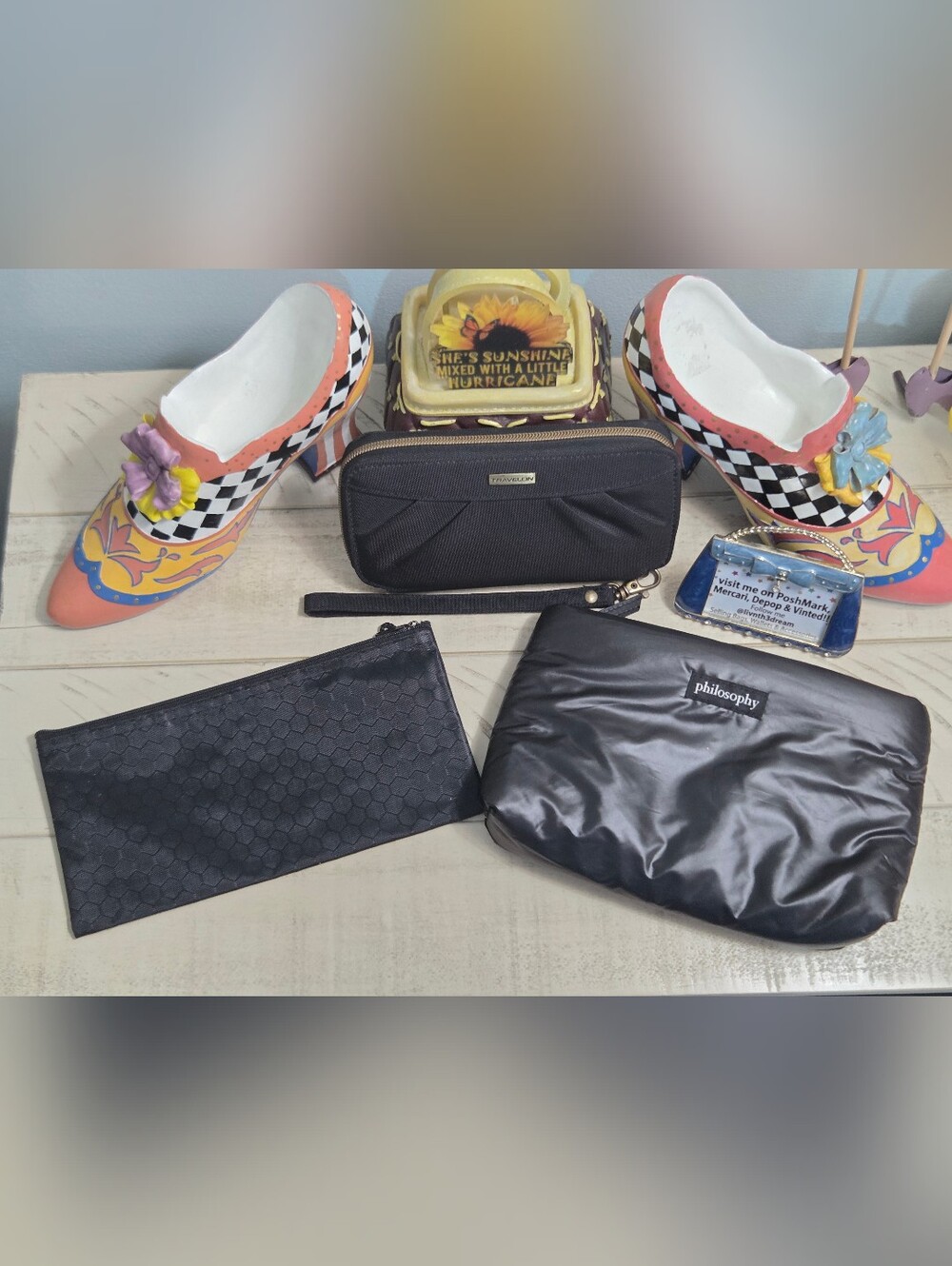 Travel Organizer Bundle Set - Travelon RFID Wallet & Philosophy Puffer Bag, EUC